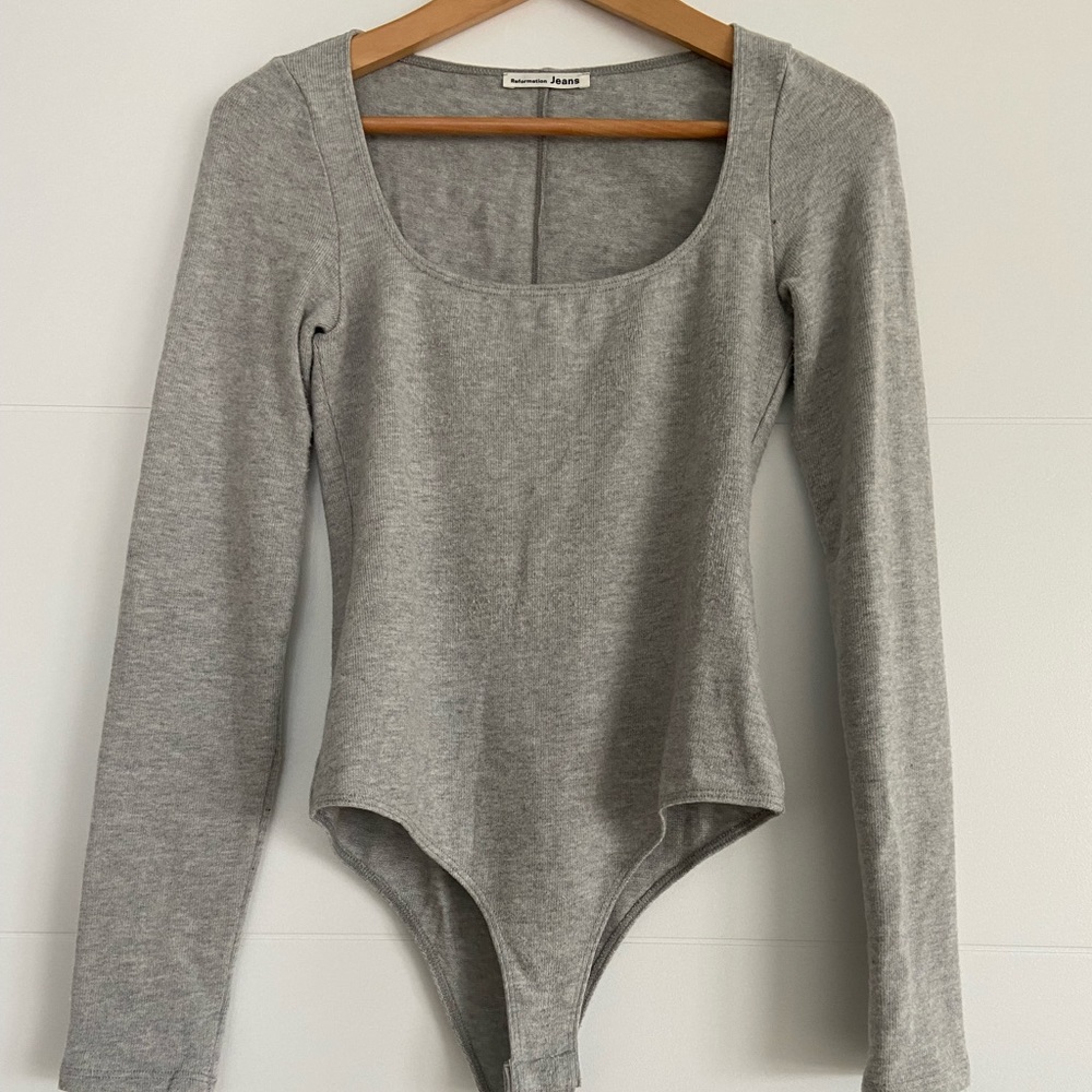 Reformation Grey Katie Bodysuit Size S
